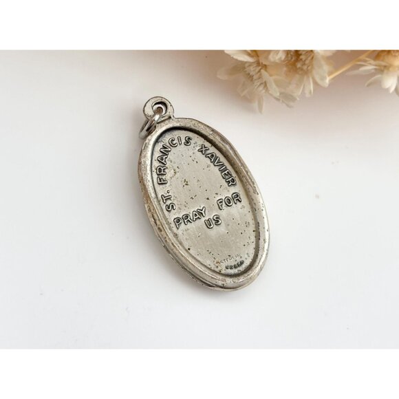 St. Francis Xavier Creed Religious Charm Sterling Silver 925 Vintage Pendant - Picture 3 of 7